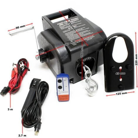 WILTEC Treuil électrique 12 Volts Traction Jusqu’à 2267Kg Treuil à Câble Télecommande Outil Bateau Remorque â Image 2