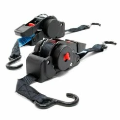 WILTEC 2x Sangles D'arrimage Automatique 100 DaN Charge De Traction LGF 0,2m LGL 1,8m PES Courroie Crochet