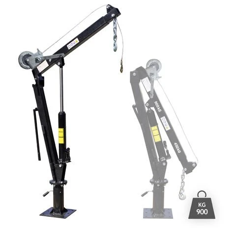 WILTEC Grue De Levage Pick Up Rabattable Charge De 900kg Tête Pivotante à 360° & Treuil Socle Solide