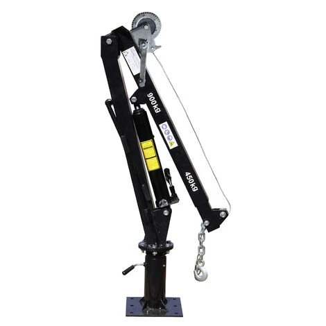 WILTEC Grue De Levage Pick Up Rabattable Charge De 900kg Tête Pivotante à 360° & Treuil Socle Solide â Image 2