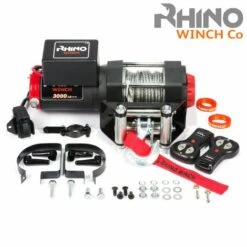 Rhino Winch Treuil électrique RHINO 3000 Lb / 1360 Kg 12v - Câble En Acier Noir De Carbone Avec Télécommande Sans Fil - Garantie 2 Ans