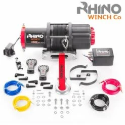 Rhino Winch Treuil électrique RHINO 4500lb / 2040kg 12v - Corde Dyneema Synthétique Avec Télécommande Sans Fil - Garantie 2 Ans