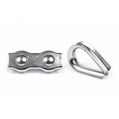 AFG DIFFUSION Kit Serre Cable Double Et Cosse Coeur Câble De 4mm Inox Angle Racine > Accueil > CABLE > Accessoires Pour Câbles Inox > Serre Câble Inox