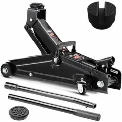 DEUBA Set Cric Hydraulique 3 Tonnes Patin En Caoutchouc Anti-rayures Set Compact Et Robuste Levée De 135 à 400 Mm