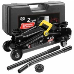 Deuba Cric Hydraulique 2 Tonnes Compact Et Puissant Patin En Caoutchouc Inclus Valise De Transport Incluse