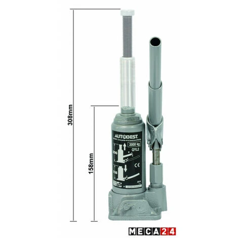 Cric Hydraulique Bouteille 2 Tonnes De 158 à 308 Mm - AUTOBEST – Image 2