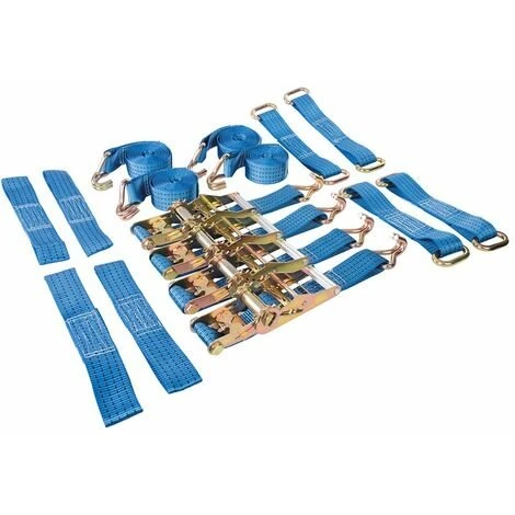 Silverline 911664 Kit Sangles D'arrimage Pour Jante En Alliage Et En Acier, 16 Pcs - 3 M X 50 Mm - Testé 2 000 Kg, Rupture 4 000 Kg