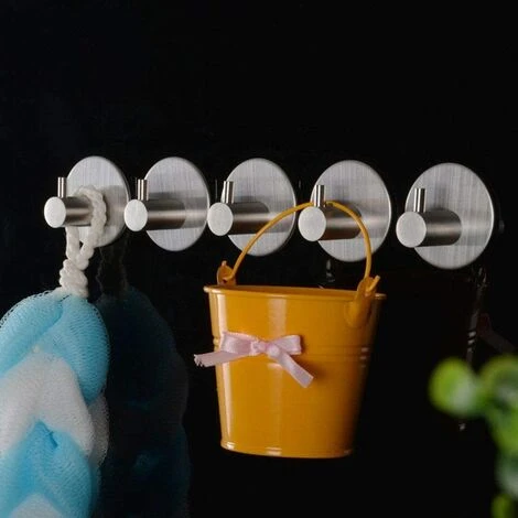 BETTERLIFE 4 Crochets à Serviettes Auto-adhésifs, Crochets De Peignoir Ronds, Crochets Muraux, Porte-serviettes De Salle De Bain Et De Cuisine En Acier Inoxydable, Patères, Pas De Perçage – Image 3