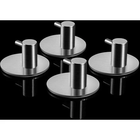 BETTERLIFE 4 Crochets à Serviettes Auto-adhésifs, Crochets De Peignoir Ronds, Crochets Muraux, Porte-serviettes De Salle De Bain Et De Cuisine En Acier Inoxydable, Patères, Pas De Perçage – Image 4