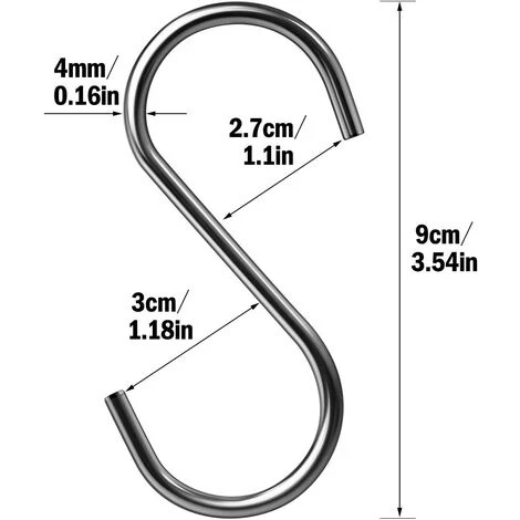 BETTERLIFE 15 Pièces De Crochet Multifonctionnel Suspendu En Forme De S Crochet En Forme De S En Acier Inoxydable 304 Crochet En Forme De S Pour Cuisine De Bureau – Image 2