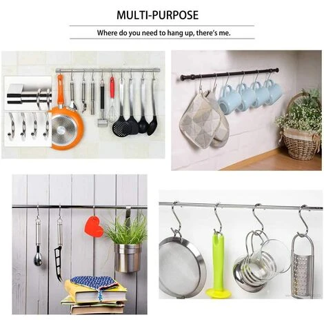 BETTERLIFE 15 Pièces De Crochet Multifonctionnel Suspendu En Forme De S Crochet En Forme De S En Acier Inoxydable 304 Crochet En Forme De S Pour Cuisine De Bureau – Image 5