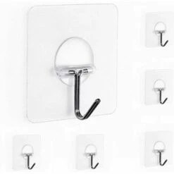 BETTERLIFE Crochet En Viscose, Pas De Perçage, Velcro Transparent, Crochet De Cuisine, Crochet à Vêtements, Crochet En Plastique, étanche, Détachable - Convient à La Cuisine, à La Salle De Bain (maximum 5 Kg, 6 Pièces)