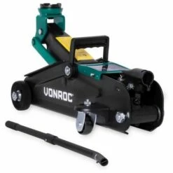 VONROC Cric à Levier 2000 Kg Max. - Plage De 13,5 à 33 Cm - Roues Pivotantes, Soupape De Sécurité Intégrée