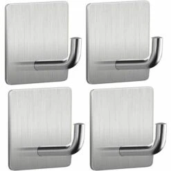 BRIDAY 4PCS Crochet Adhésif, Crochet Imperméable Et Résistant En Acier Inoxydable Pour Salle De Bain, Cuisine, Mur, Porte, Armoire