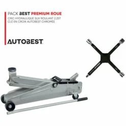 Pack BEST PREMIUM ROUE Cric Hydraulique SUV Roulant 2.25t Et Clé En Croix Autobest Chromée