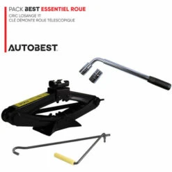 AUTOBEST Pack BEST ESSENTIEL ROUE Cric Losange 1t Et Clé Démonte Roue Télescopique