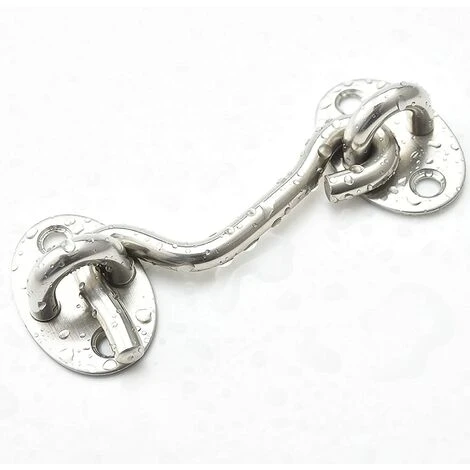 BETTERLIFE Crochet Tempete, 2 Pièces Crochet De Cabine En Solide Épaissir Acier Inoxydable Loquet De Verrouillage à Oeil Robuste Support De Portail Pivotant Remplacement Outils Pour Jardin Porte Fenêtre (argent 100mm) – Image 2