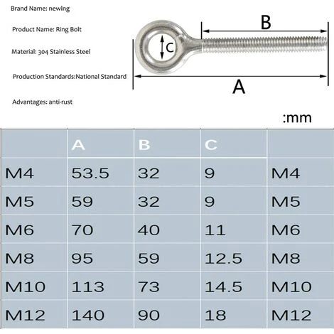 BETTERLIFE M5 304 Anneaux En Acier Inoxydable Soudés Fermés Vis à œil De Tige De Vis à Vis Résistant à La Corrosion 10PCS – Image 2
