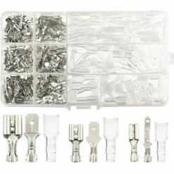 ABCRITAL 270 Pcs Fil Électrique Connecteur Mâle Femelle Spade Connecteurs De Fils Crimp Terminal Block Avec Isolant Sleeve Kit 2,8 Mm 4,8 Mm 6,3 Mm