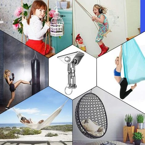 BRIDAY Lourds Crochet De Plafond Avec SUS304 Acier Inoxydable 360° Rotation 4 Vis De Fixation Pour Béton Bois Ensembles Yoga Hamac Chaise Accrochante CostumDeux Pièces – Image 5