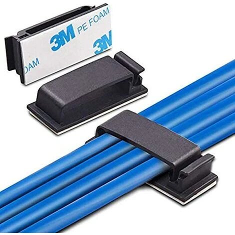 BARES 50pcs Clips De Câble Adhésif, Attache-Câbles Autocollants Clips De Fils Fixation Pour Gestion Des Fils Câbles Désordonné De Maison Bureau Et Voiture