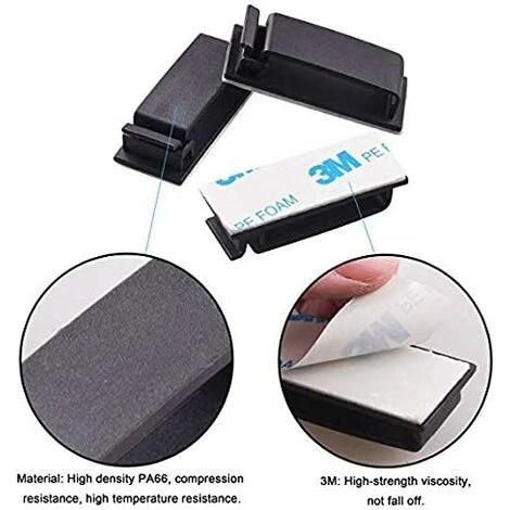 BARES 50pcs Clips De Câble Adhésif, Attache-Câbles Autocollants Clips De Fils Fixation Pour Gestion Des Fils Câbles Désordonné De Maison Bureau Et Voiture – Image 3