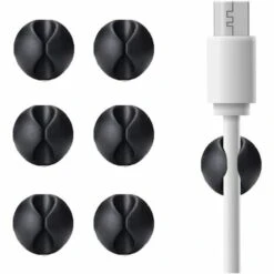 ABCRITAL Câble Clips De Cordon Pour Organisateur Pince De Support Pour Organisateur Système De Gestion De Cordon Auto-Adhésif Pour Charger Les Câbles De Casque Réseau Usb Pour Bureau De Voiture Bureau À Domicile (Paquet De 6 Silicone Noir)