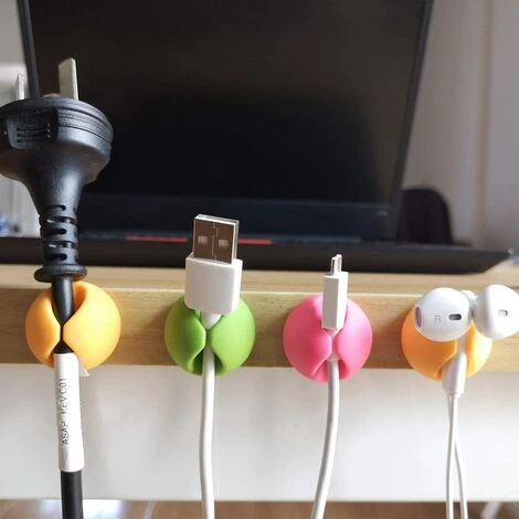 ABCRITAL Organisateur De Clips De Câble Pour La Couleur Du Bureau, Clips De Bureau, Adhésif Pour Support De Câble, Support De Cordon Pour Table, Voiture, Ordinateur, Câble De Charge, Câble Usb, Souris, Casque, Bureau, Armoire – Image 5
