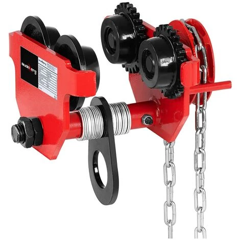 STEINBERG Chariot Porte-Palan Direction Par Poussée CMU 1000kg Larg. 65-110mm Avec Chaine - Argent, Vert Foncé