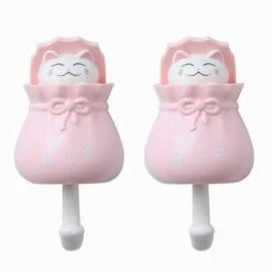 Betterlife Crochet Solide Supportant Crochet Collant Porte Suspendue Porte Poinçonnage Gratuit Crochet Collant Cuisine Salle De Bain Créatif Mignon Chat Crochet Rose