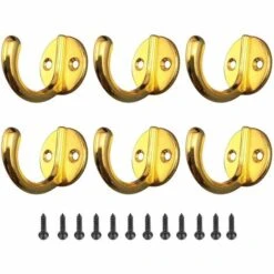 BRIDAY 6 Pièces Crochets Porte Manteau Vintage Crochets Muraux Métal Crochet De Patère Rétro Crochets Avec Vis Pour Chapeau Vêtements OTaille Unique - Or