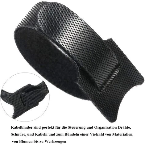 ABCRITAL Attache Cable, Noir Réglable Réutilisable Serre Cable Auto-Agrippant (100 Pièces 150 X 12 Mm) – Image 2
