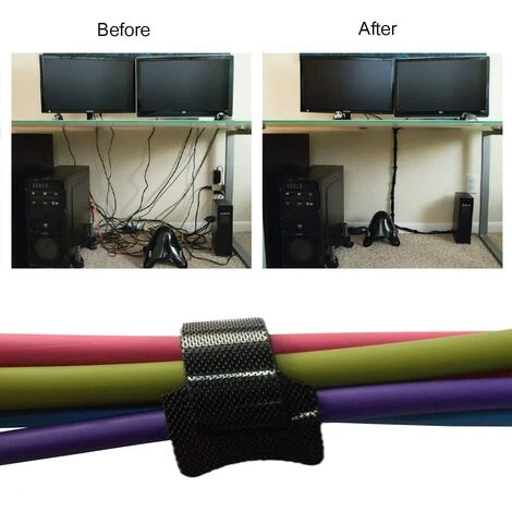 ABCRITAL Attache Cable, Noir Réglable Réutilisable Serre Cable Auto-Agrippant (100 Pièces 150 X 12 Mm) – Image 4