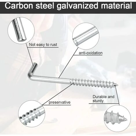 BETTERLIFE Crochet à Vis En Métal En Forme De L, Crochet D'image Pour Les Murs Dures, Acier Au Carbone, 30 Pièces, 2-3 / 4 "x 7/8" (70mm X 22mm) – Image 2