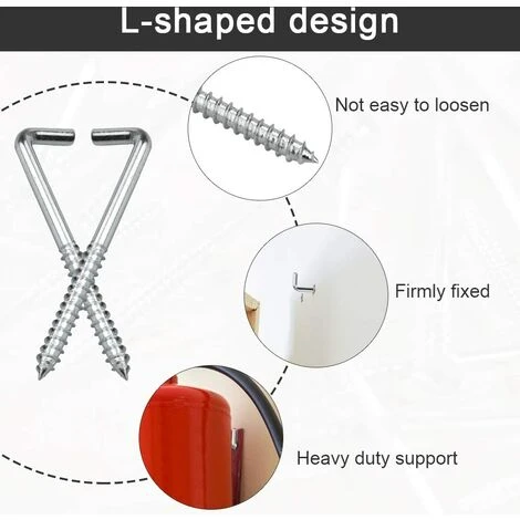 BETTERLIFE Crochet à Vis En Métal En Forme De L, Crochet D'image Pour Les Murs Dures, Acier Au Carbone, 30 Pièces, 2-3 / 4 "x 7/8" (70mm X 22mm) – Image 3