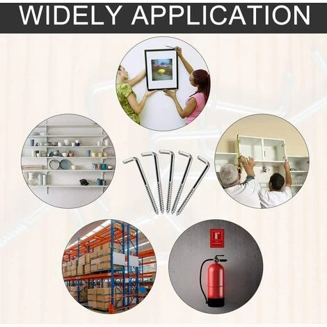 BETTERLIFE Crochet à Vis En Métal En Forme De L, Crochet D'image Pour Les Murs Dures, Acier Au Carbone, 30 Pièces, 2-3 / 4 "x 7/8" (70mm X 22mm) – Image 5