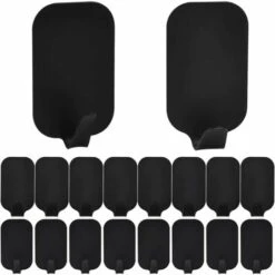 BETTERLIFE 16 Crochets Auto-adhésifs, Support Mural Adhésif En Acier Inoxydable Crochets Muraux Lourds Crochets Collants Imperméables Pour Cuisine Salle De Bain Bureaufette Toilette, Noir