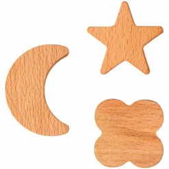 BETTERLIFE 3pcs Crochets En Bois Crochets En Bois De La Lune Naturel Décoration De La Lune De Décoration De La Lune Cintres Muraux Muraux Pour Pendage, Chapeau, Serviette, Foulard, Sac, Clé, Capuchon, Tasse, Etc. Avec Une Couleur De Bois