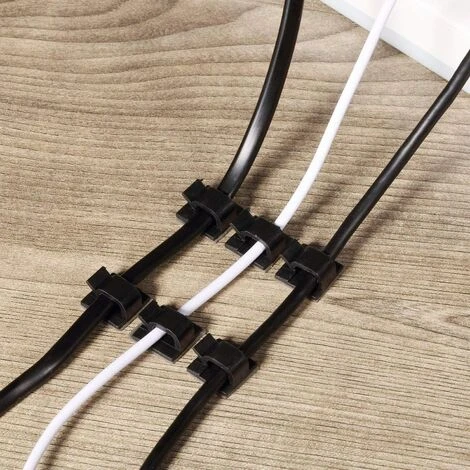 ABCRITAL 100 Pièces Mini Serre-Câbles Extérieurs Avec Rubans Adhésifs Clips De Lumière Clips De Décoration Crochets Auto-Adhésifs Porte-Fils Pour Guirlandes Lumineuses Et Guirlandes Lumineuses – Image 5