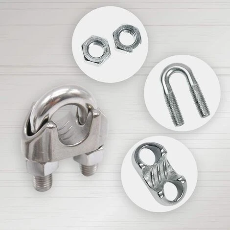 GUAZHUNIFR Lot De 10 Serre-câbles En Acier Galvanisé De 2 Mm - Forme En étrier Pour Câble En Acier, Câble, Fils, Serre-câbles â Image 3