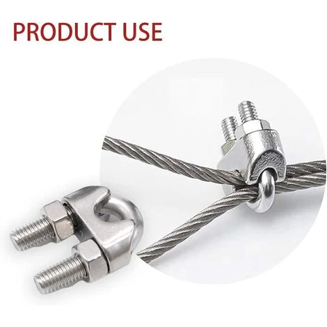 GUAZHUNIFR Lot De 10 Serre-câbles En Acier Galvanisé De 2 Mm - Forme En étrier Pour Câble En Acier, Câble, Fils, Serre-câbles â Image 5