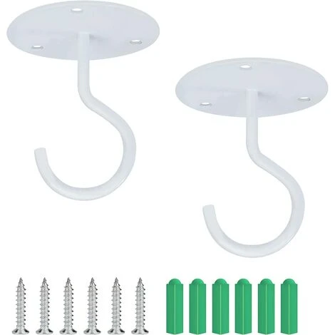 Crochet De Plafond Montage à Visser Crochet Mural Supérieur Pour Suspendus Lumière, Triomphe Panier De Plantes Jardin, Jardinières, Mangeoires à Oiseaux, Lanternes, Carillons éoliens, Moustiquaire (2pcs) Blanche