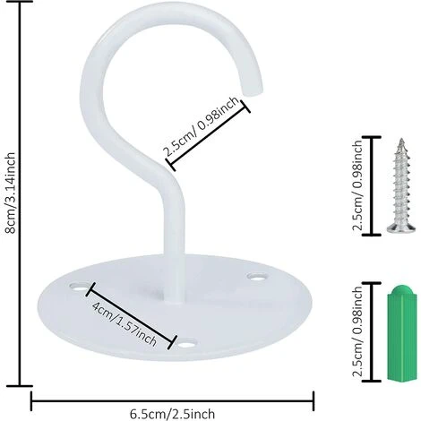 Crochet De Plafond Montage à Visser Crochet Mural Supérieur Pour Suspendus Lumière, Triomphe Panier De Plantes Jardin, Jardinières, Mangeoires à Oiseaux, Lanternes, Carillons éoliens, Moustiquaire (2pcs) Blanche â Image 5