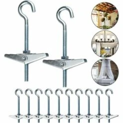 SUPERMARKET 12 Pcs Crochets De Plafond M5 / 90mm Crochet De Fixation Au Plafond En Acier Au Carbone Ressorts A Bascule Aile Boulons Crochets De Plafond Antirouille Pour Plafond Plantes Mur Maison，Superma