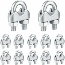 M6 Serre Câbles, Attaches Pour Câbles Métalliques Acier Inoxydable, Clip Boulons En U De Câble, Pour Connecter La Corde à Linge De La Visière,Starlight,16 Pcs