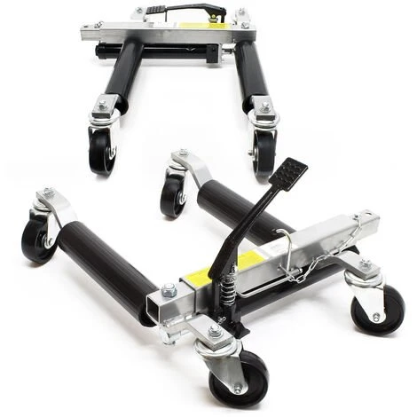 WILTEC Paire Chariots Déplacement 2x Crics Go Jack Hydraulique 680kg Pce Chrage Jusqu'à 30cm Largeur Pneu