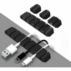 Clips Câble Organisateur Bureau, Support Clips Cable Gestion, Auto-adhésifs, Range Attache Câble Bureau Pour Rangement Câbles De Souris,USB,Écouteur,Téléphone (Noir),Irisfr,5Pcs