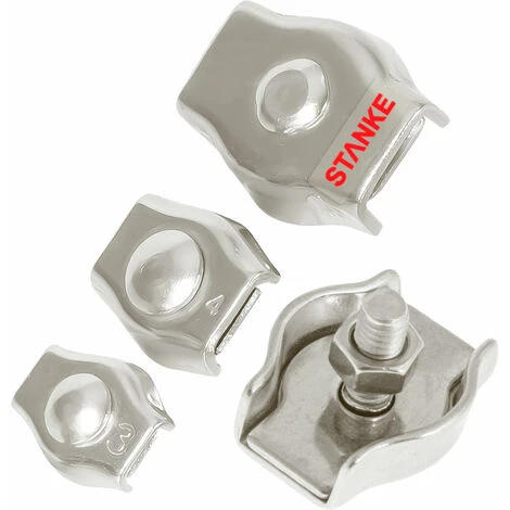 Seilwerk STANKE 5x Serre-Câble Plat Selle Unique Acier Inoxydable Taille 2 Connecteur Inox Pour Câble D’Acier 2mm