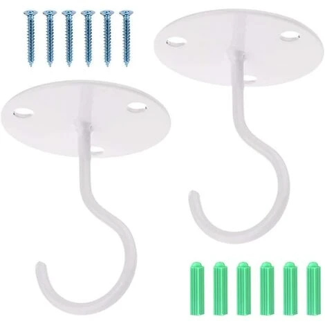 Lot De 2 Crochets De Plafond à Montage Mural Blanc, Crochets De Suspension Pour Plaque En Métal, Crochet De Plafond En Fer Pour Plante Suspendue/Suspensions/Paniers/Mangeoires à Oiseaux/Lanternes,Starlight