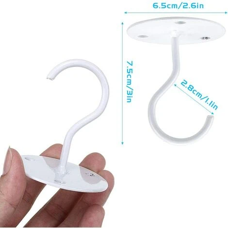 Lot De 2 Crochets De Plafond à Montage Mural Blanc, Crochets De Suspension Pour Plaque En Métal, Crochet De Plafond En Fer Pour Plante Suspendue/Suspensions/Paniers/Mangeoires à Oiseaux/Lanternes,Starlight – Image 2